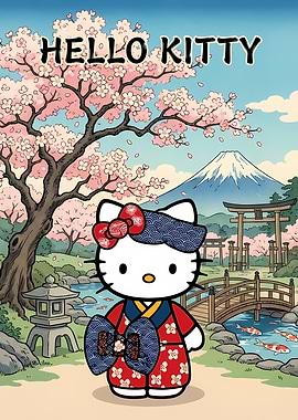 Hello Kitty Japanese Landscape