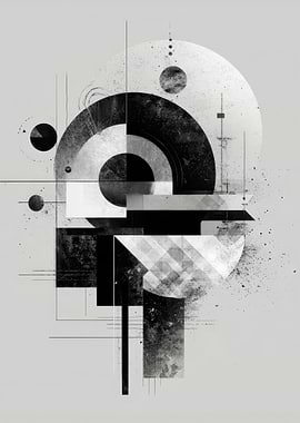 Abstract Geometric Composition in Black and White