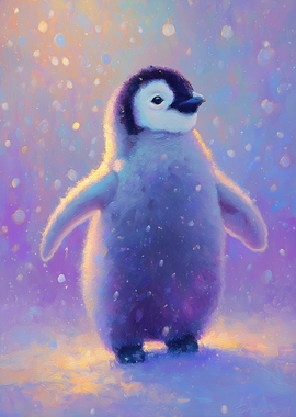 Cute Penguin in Winter Wonderland