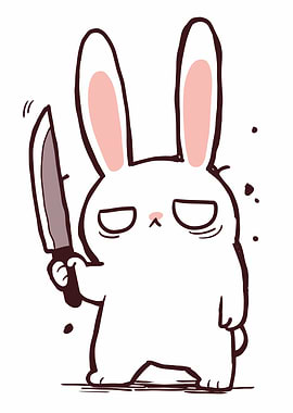 Grumpy Bunny with Knife