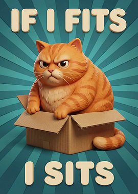 Grumpy Cat in Box Illustration
