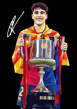 Pau Cubarsi with Copa del Rey Trophy