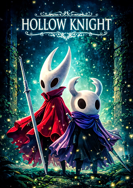 Hollow Knight characters in forest setting