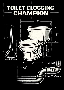 Toilet Clogging Champion Vintage Blueprint