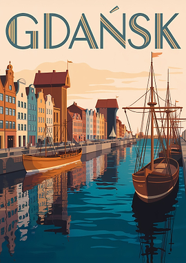 Gdansk Poland Travel Poster Art