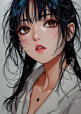 Anime Girl Portrait with Black Hair