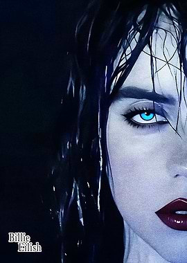 Billie Eilish Portrait with Blue Eyes