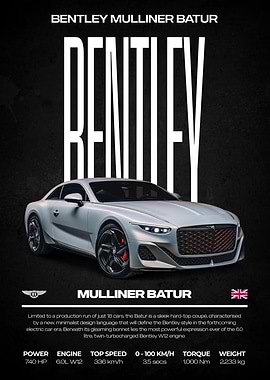 Bentley Mulliner Batur Car Poster