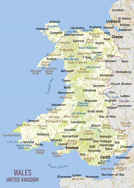 Detailed Map of Wales, United Kingdom