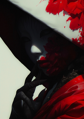 Abstract Portrait with Red and Black