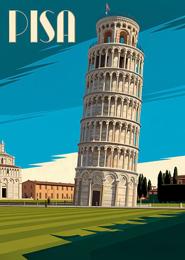 Leaning Tower of Pisa Travel Poster