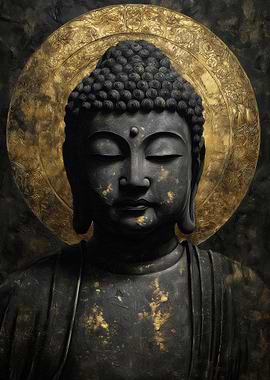 Buddha Statue with Golden Halo