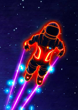 Neon Astronaut in Space