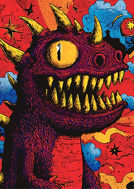 Cartoonish Dragon with Sharp Teeth