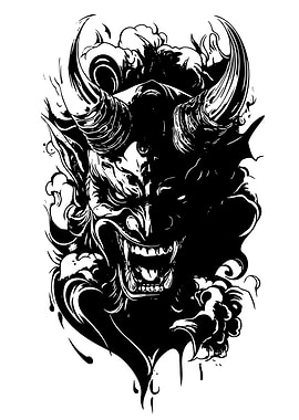 Black and White Oni Illustration