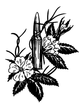 Bullet and Flowers Black and White