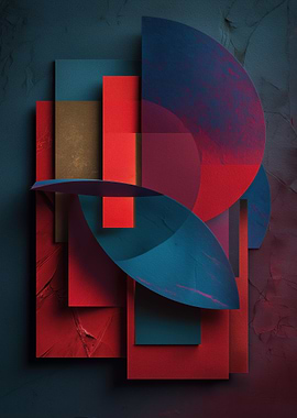 Abstract Geometric Shapes in Red and Blue