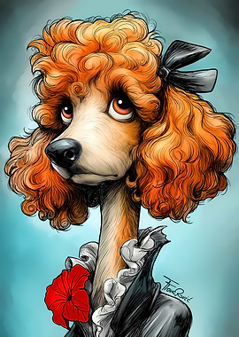 Toy Poodle Caricature