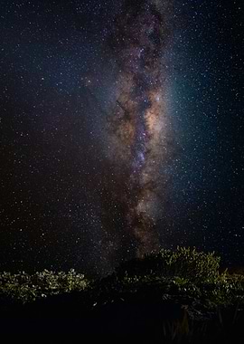 Milky Way over dark landscape