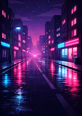 Neon Cityscape at Night