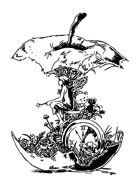 Whimsical Angel in Apple Core Scene