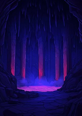 Mystical Purple Cave Landscape