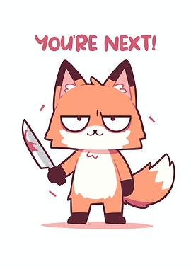 Cartoon Fox with Bloody Knife