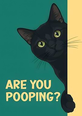 Black Cat Asks: Are You Pooping?