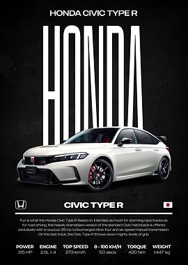 Honda Civic Type R Car Poster
