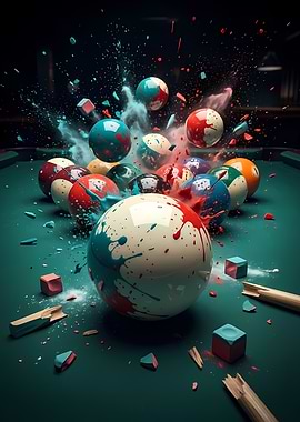 Exploding Billiard Balls on Pool Table