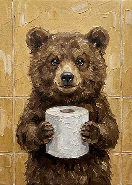 Bear with Toilet Paper Painting