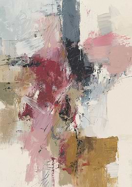 Abstract Painting with Pink and Brown Hues