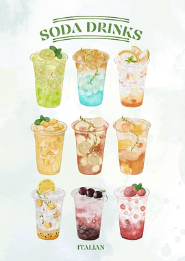 Watercolor Soda Drinks Illustration