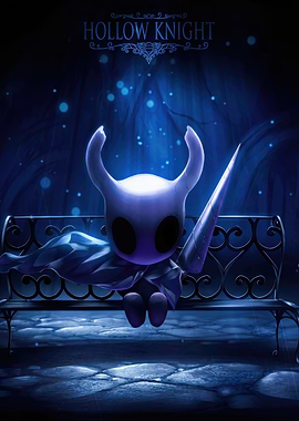 Hollow Knight on a bench