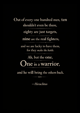 Heraclitus Quote: One Hundred Men - white font / black background
