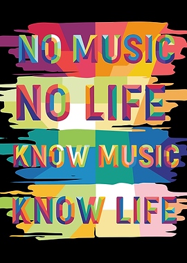 Music and Life Colorful Text Art