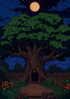 Enchanted Tree at Night