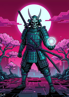 Cyberpunk Samurai Skull Warrior