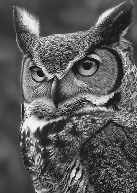Monochrome Owl Portrait