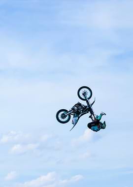 Motocross Freestyle Trick in the Sky