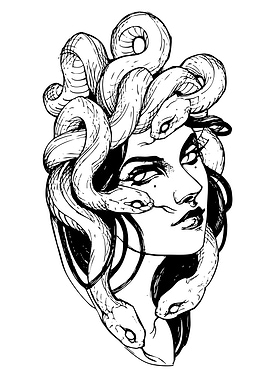 Medusa Black and White Illustration