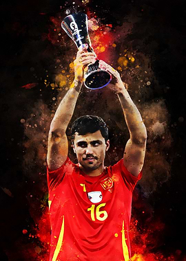 Sportsman Holding Trophy Watercolor Art