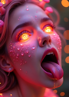 Surreal Woman with Glowing Eyes