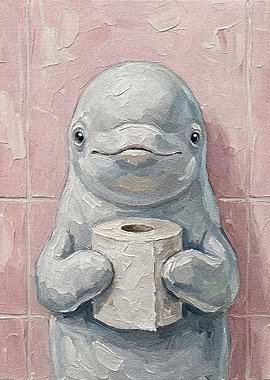 Beluga Whale with Toilet Paper Painting