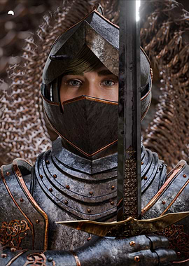 Lady Knight in Armor with Sword