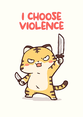 Cute Tiger Choosing Violence Illustration