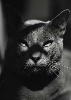 Monochrome Cat Portrait