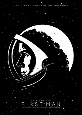 First Man Movie Poster Black and White
