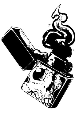 Skull Lighter Black and White Illustration