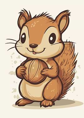 Cute Squirrel Holding a Nut